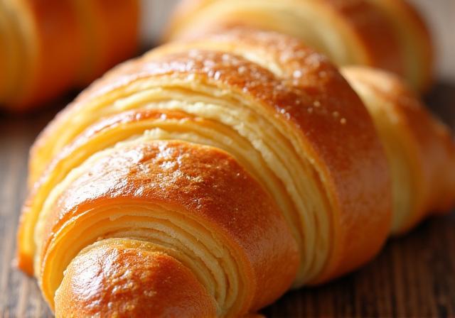 Een gouden, knapperige croissant