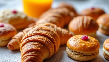 Assortiment van mini-koeken en broodjes voor ontbijt en brunch