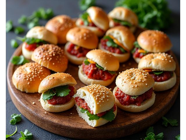 Prachtig opgemaakte catering schotel met diverse broodjes en kleine hapjes